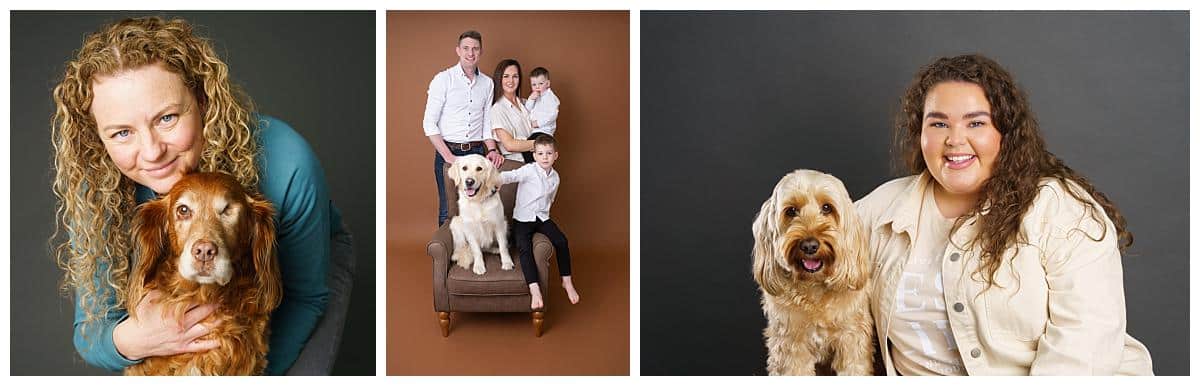 a selection of family photographs including a dog taken by Northern Irelands Top dog photographer