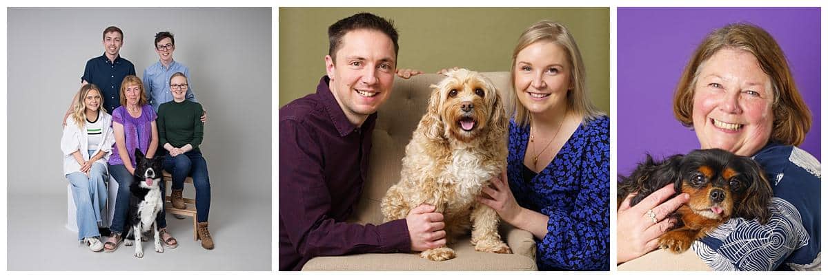 a selection of family photographs including a dog taken by Northern Irelands Top dog photographer